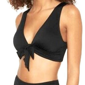 Shade & Shore Black Tie Front Bikini Top